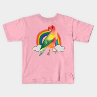 Colorful parrot with rainbow Kids T-Shirt